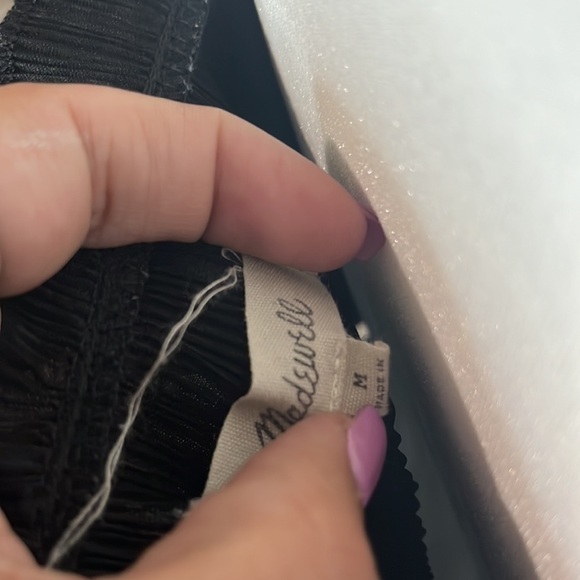 Madewell Nicole Pleated Ruffle Tank Size Medium Black - Picture 3 of 5